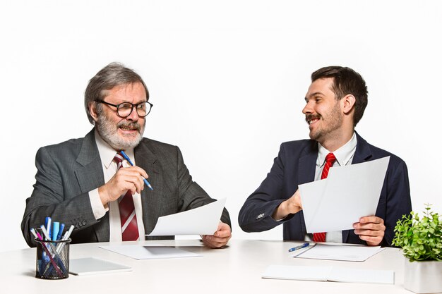 The two colleagues working together at office.