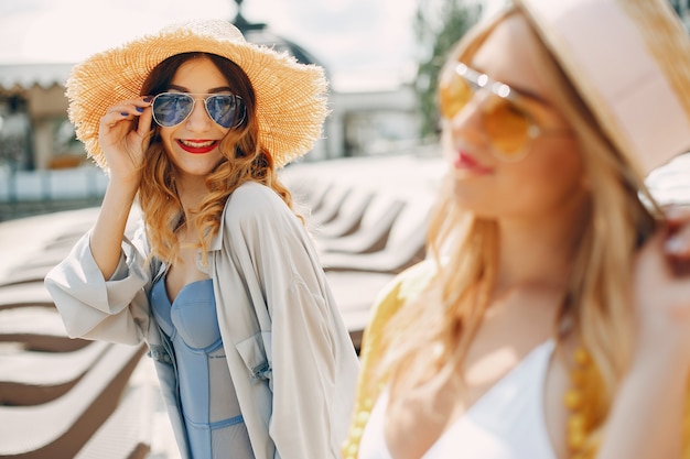 Two elegant girls on a resort