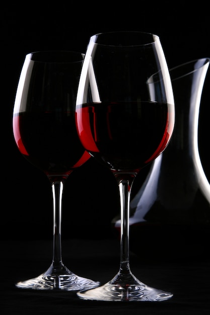 Two elegant glasses with wine