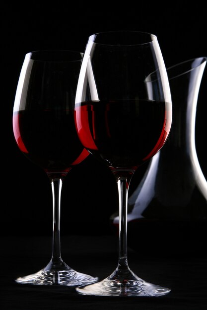 Two elegant glasses with wine