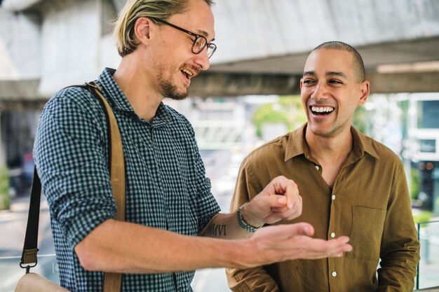 Two friends having a laugh