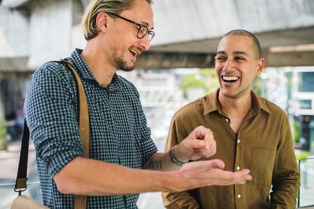 Two friends having a laugh