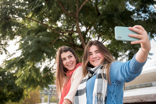 Two girls taking a selfie