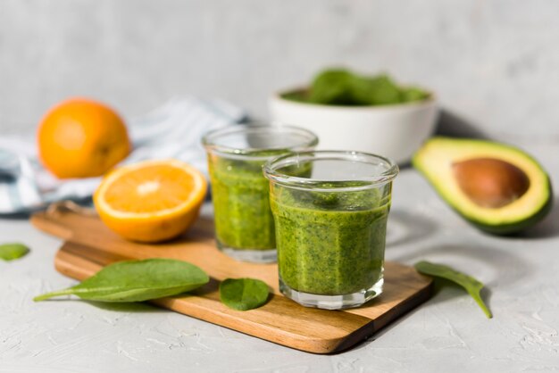 Two glasses of fruit smoothies