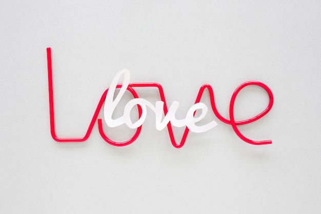 Two Love inscriptions on grey table 