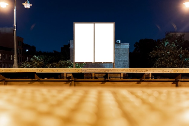 Free photo two mock-up billboards on a bridge