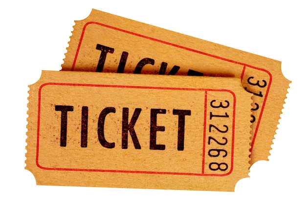 Two old movie tickets isolated
