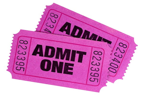 Two pink admission tickets