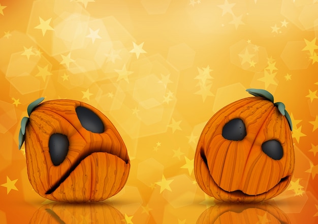 Foto gratuita il rendering 3d di zucche di halloween su sfondo stellato