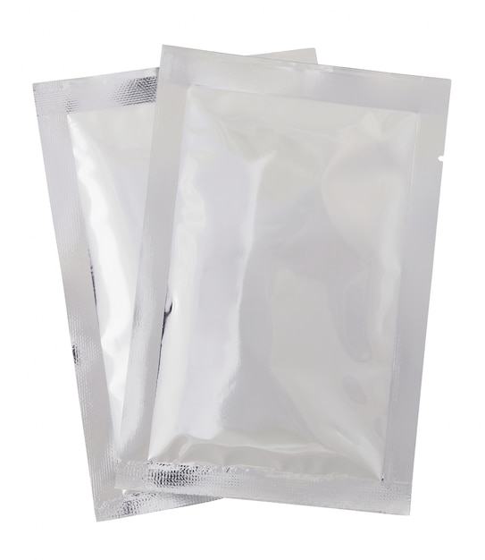 Two silver bags on white background
