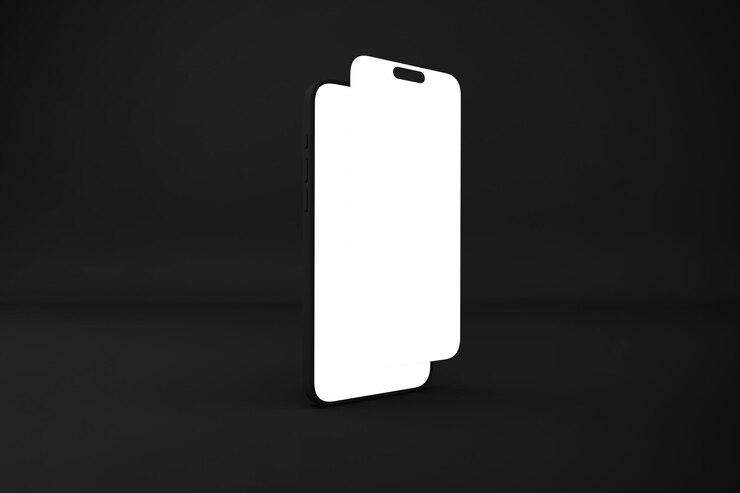 Free Photo two white smartphones on a black background