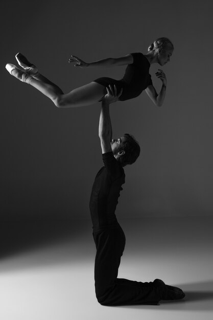 Two young modern ballet dancers