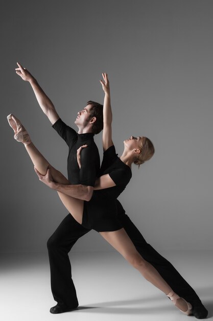 Two young modern ballet dancers