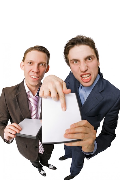 Two young people offering DVDs for sale