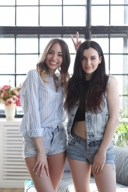 Two young women hanging out together