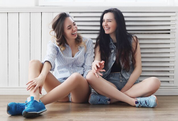 Two young women hanging out together