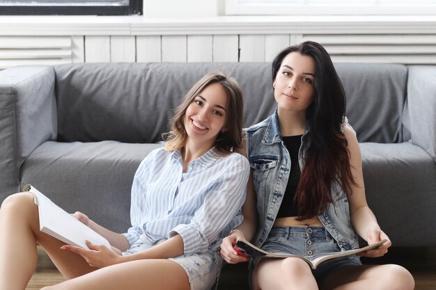 Two young women hanging out together