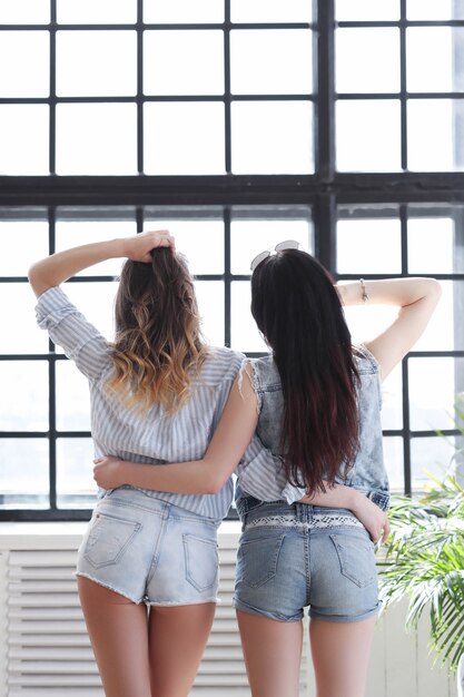 Two young women hanging out together