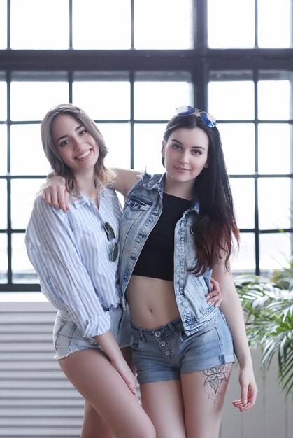 Two young women hanging out together