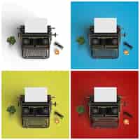 Foto gratuita macchine da scrivere su quattro diversi sfondi