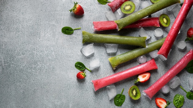 Typical brazilian freezies with fruits still life