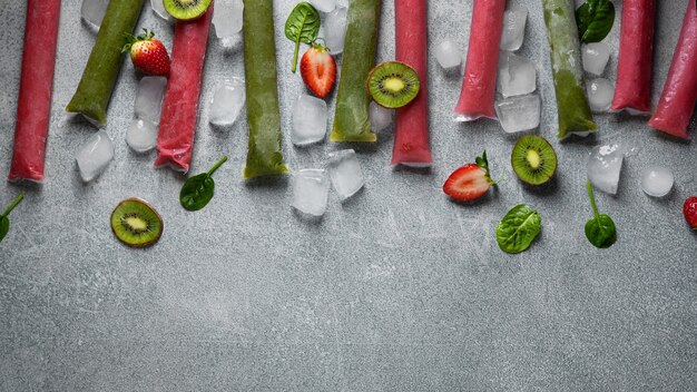 Typical brazilian freezies with fruits still life