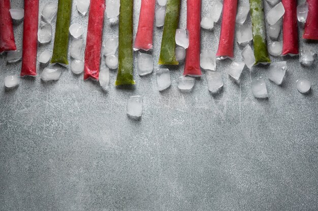 Typical brazilian freezies with fruits still life