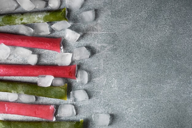 Typical brazilian freezies with fruits still life