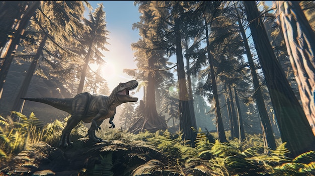 Free photo tyrannosaurus rex in the wild