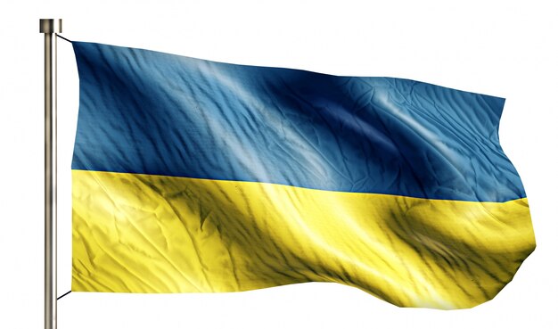 ウクライナ国旗は、3Dの白い背景を分離