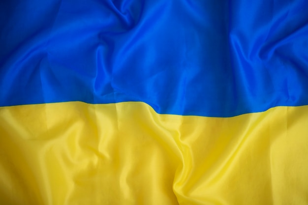 ウクライナの旗のクローズアップ