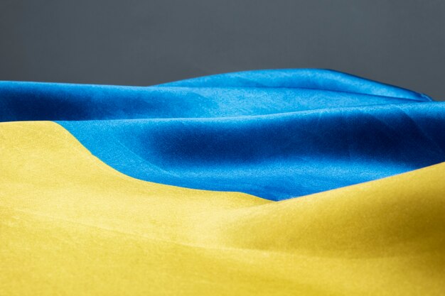 Ukrainian flag still life high angle