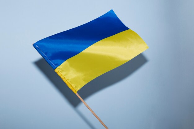 Ukrainian flag with stick