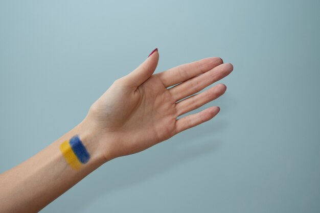 Ukrainian flag on wrist