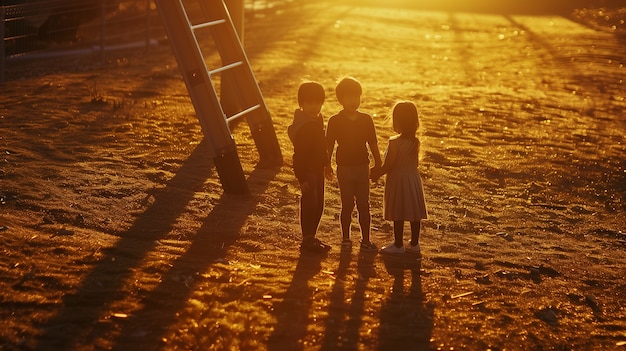 Um miúdo adorável a brincar com sombras.