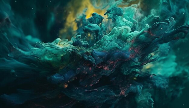 Underwater animal in blue liquid abstract chaos generated by AI