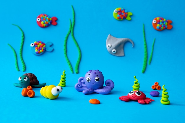 underwater animals play dough background