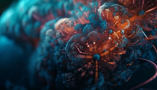 Бесплатное фото Подводный макрос показывает разноцветные узоры морской жизни, созданные искусственным интеллектом