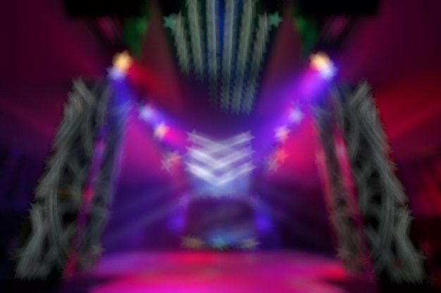 Unfocused entry disco colors with spotlights