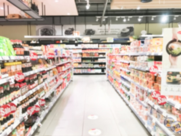 Unfocused shelves with food