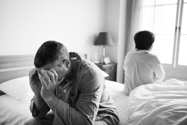 Unhappy married couple not talking to one another