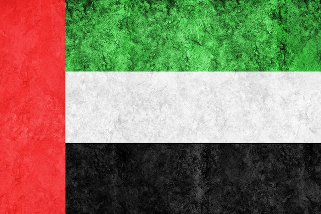 Free photo united arab emirates metallic flag, textured flag, grunge flag
