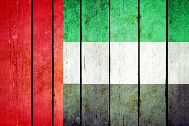 United arab emirates wooden grunge flag.