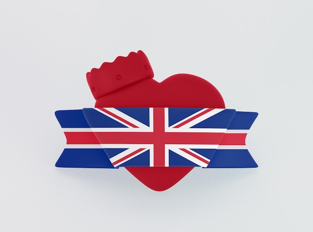 Foto gratuita bandiera del cuore del regno unito