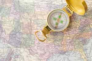 Free photo united states of america map and compass