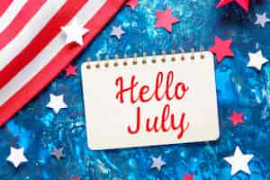 Free photo united states flag background with a hello july note