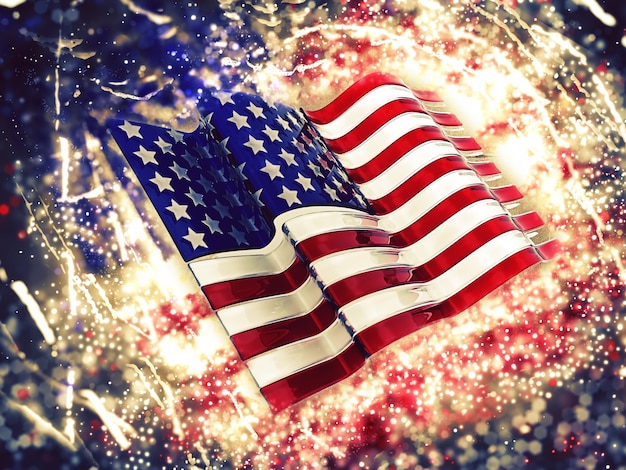 3d american flag background con effetto scintilla