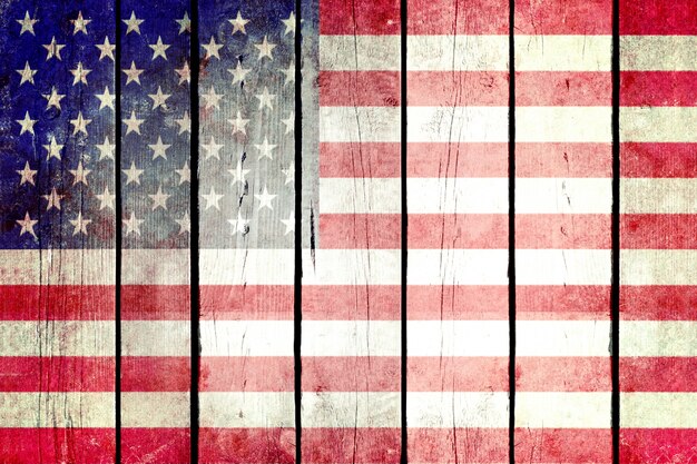 アメリカの木製の旗。