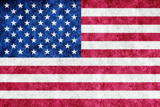 Металлический флаг США, текстурированный флаг, гранж-флаг