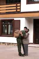 Free photo united states soldier departing from his family